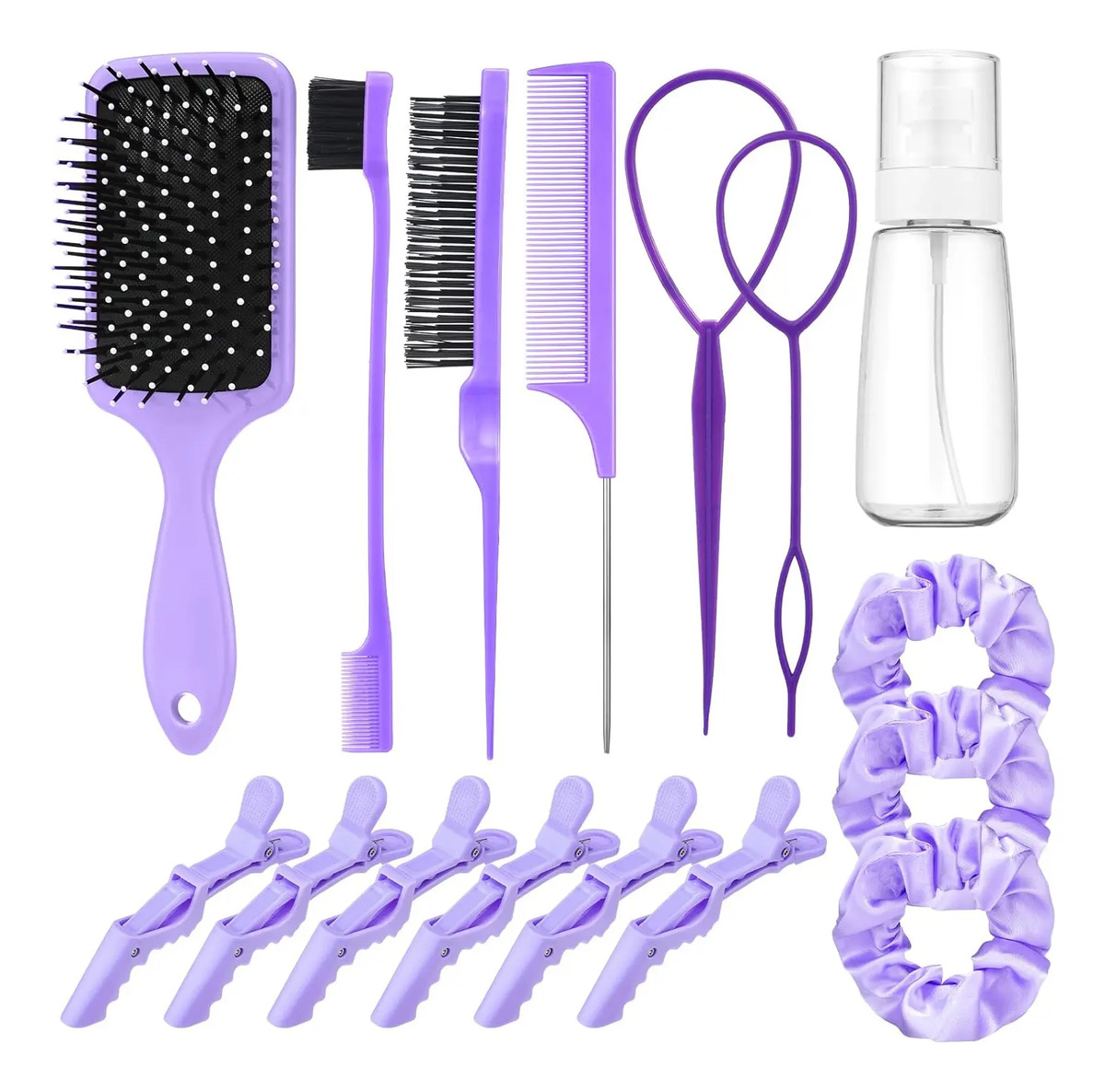 Kit De Peine Para Cabello De 15 Piezas Con Botella De Spray