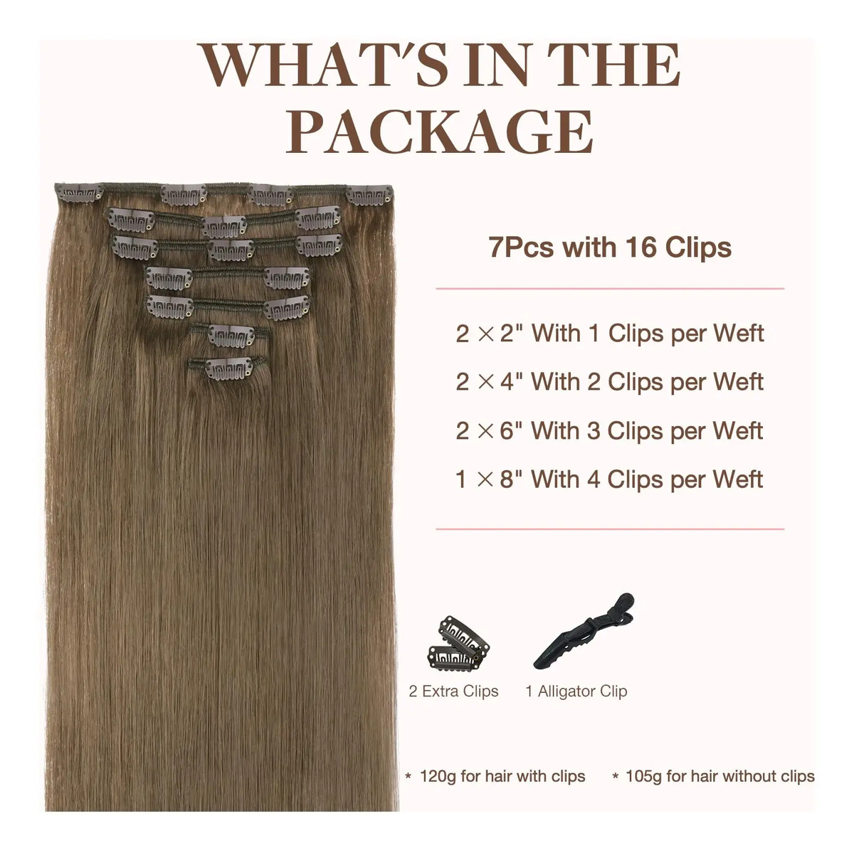 Cabello Humano Remy 50 Cm Marrón Claro Ash Marrón Claro Ash - Image 2