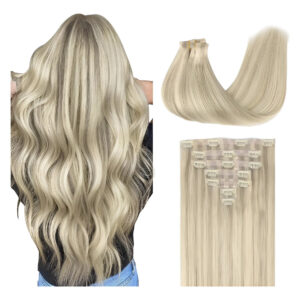 Extensiones De Cabello Remy 50 Cm Para Mujeres Rubio Ceniza