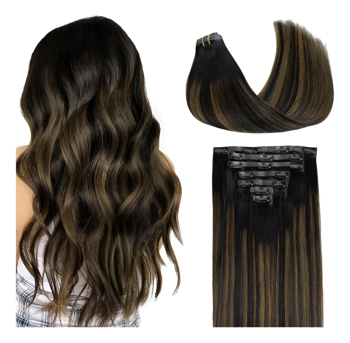 Extensiones Cabello Humano 45cm 110g Balayage Marrón