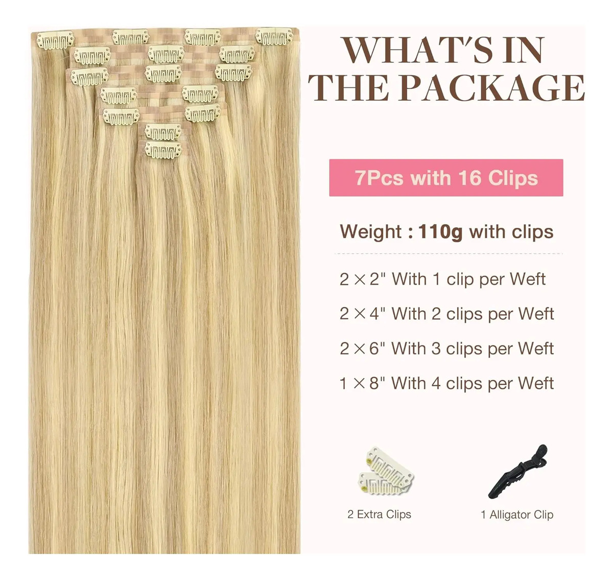 Extensiones De Cabello Humano 40cm Para Mujeres Rubio - Image 2
