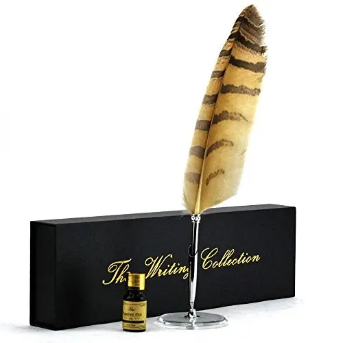 Quill Pen, Pluma De Búho De Lujo Y Conjunto De Tinta Con Sop