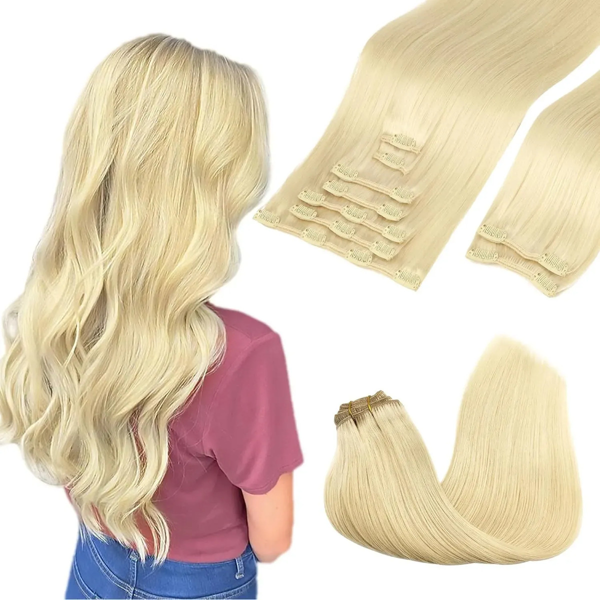 Cabello Humano Remy 45 Cm Rubio Platino Rubio Platino