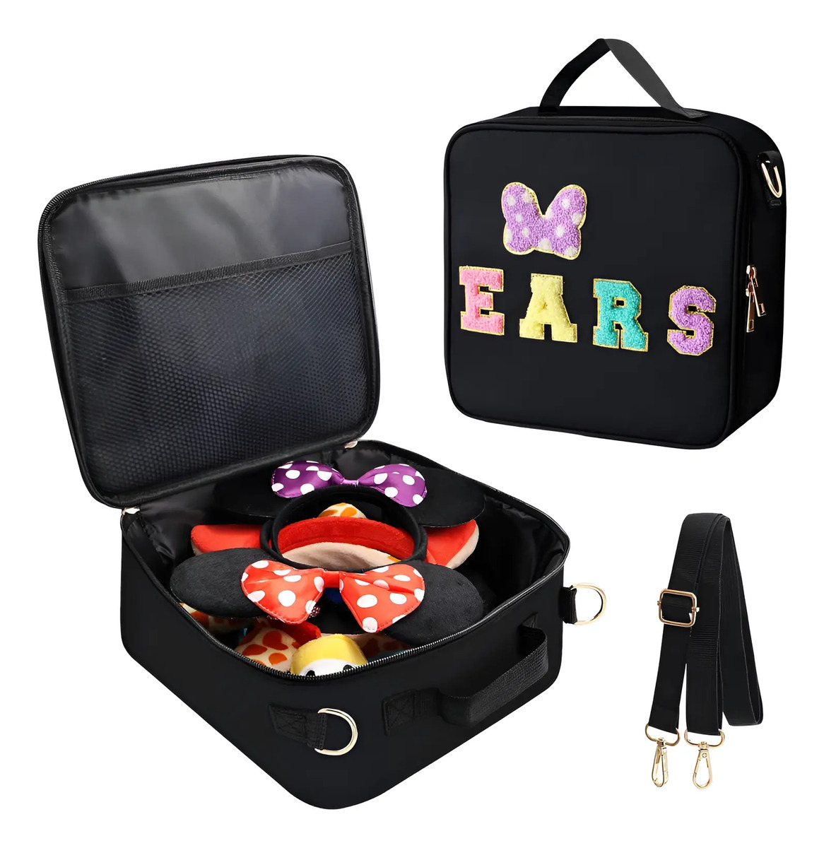 Bolso Para Cabello Y Maquillaje Con Cremallera, Negro, Grand