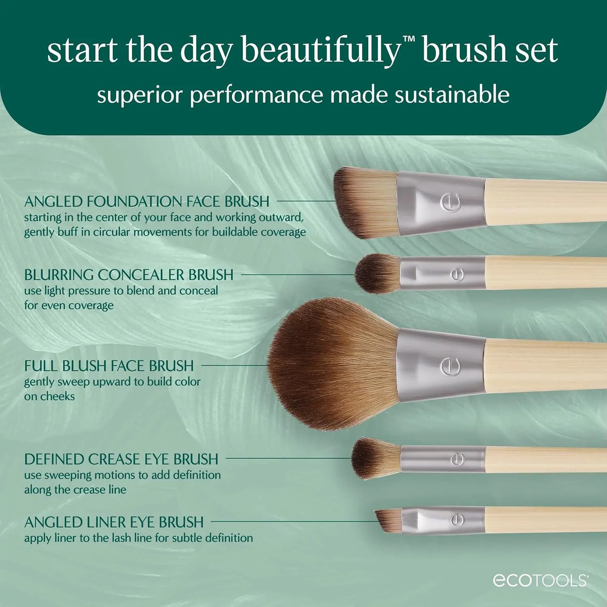 Juego De Brochas De Maquillaje Eco Tools De 6 Piezas Con Est Marrón - Image 2