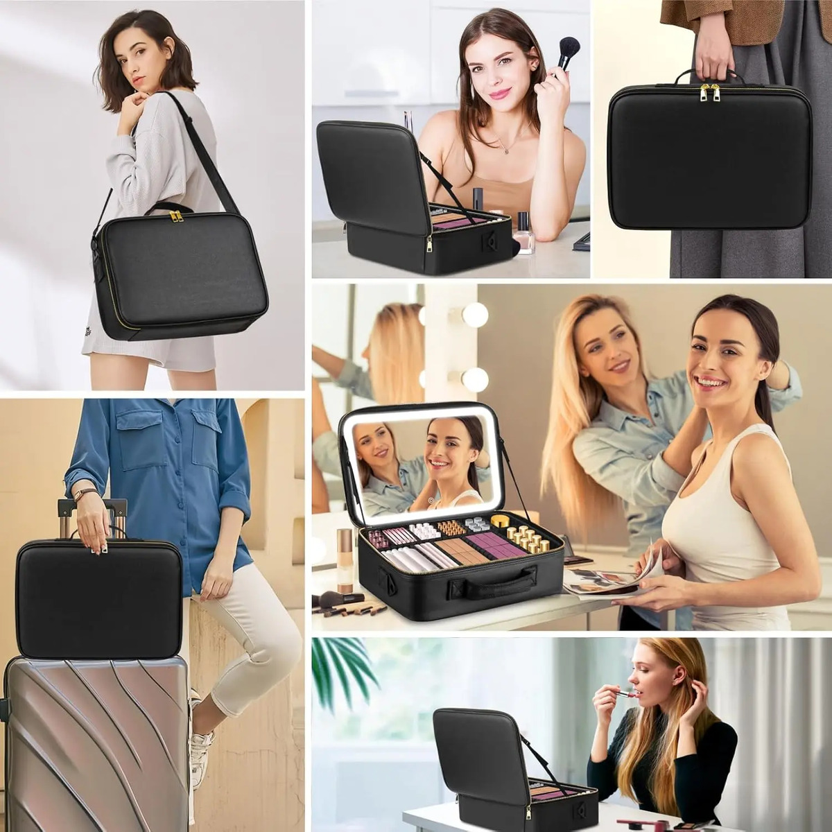 Bolso De Maquillaje Con Espejo Led, 38x28 Cm, Profesional - Image 6