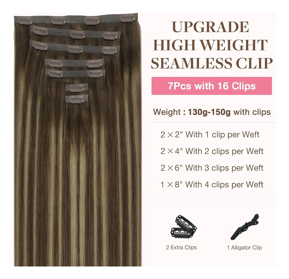 Extensiones De Cabello Remy 40cm Marrón Chocolate - Image 2