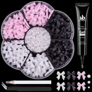 Set De 120 Piezas De Charms Y Perlas Para Uñas En Rosa Blanc