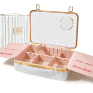 Maletín De Maquillaje Portátil Con Espejo Iluminado Color Bl