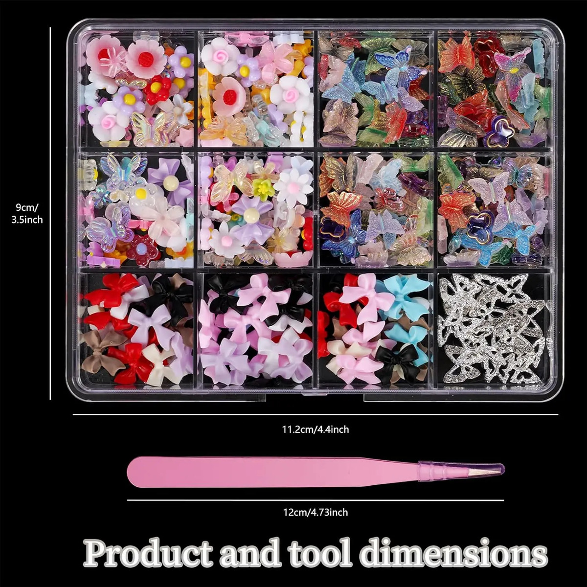 Adornos De Uñas Flor Mariposa 3d Con Cristales Ab Estrellado - Image 2