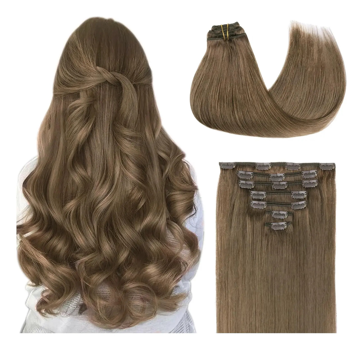 Cabello Humano Remy 50 Cm Marrón Claro Ash Marrón Claro Ash