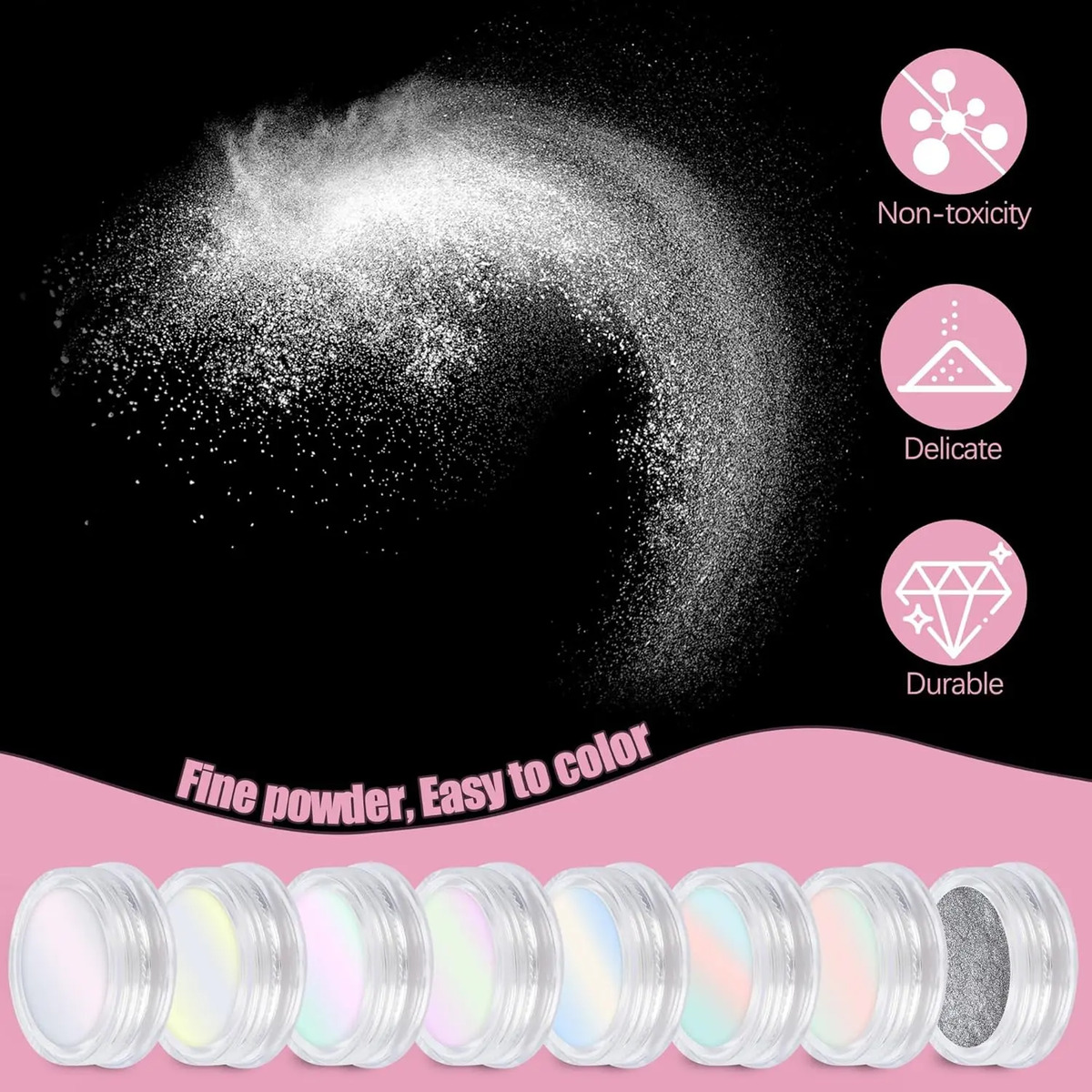 Kit De Polvo Para Uñas Artdone De 8 Frascos Con Efecto Espej - Image 7