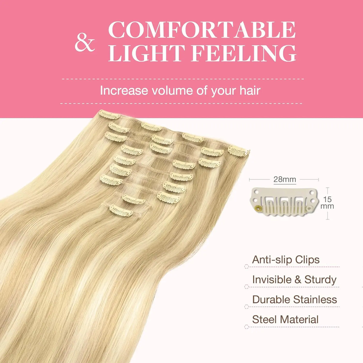 Extensiones De Cabello Humano Rubio Oscuro 35cm - Image 6