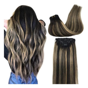 Cabello Humano 40cm 120g Balayage Negro Rubio