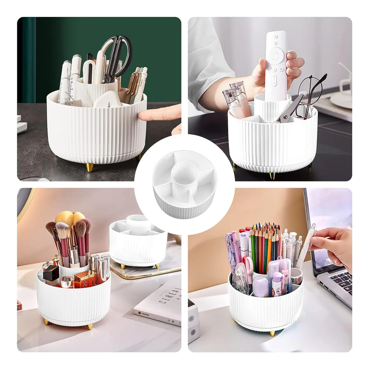 Organizador Rotatorio De 5 Ranuras Para Maquillaje, Blanco - Image 5