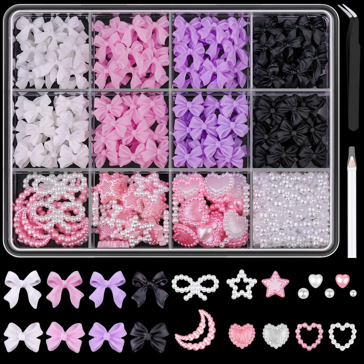 Set De 600 Piezas De Charms Y Perlas Para Decoración De Uñas