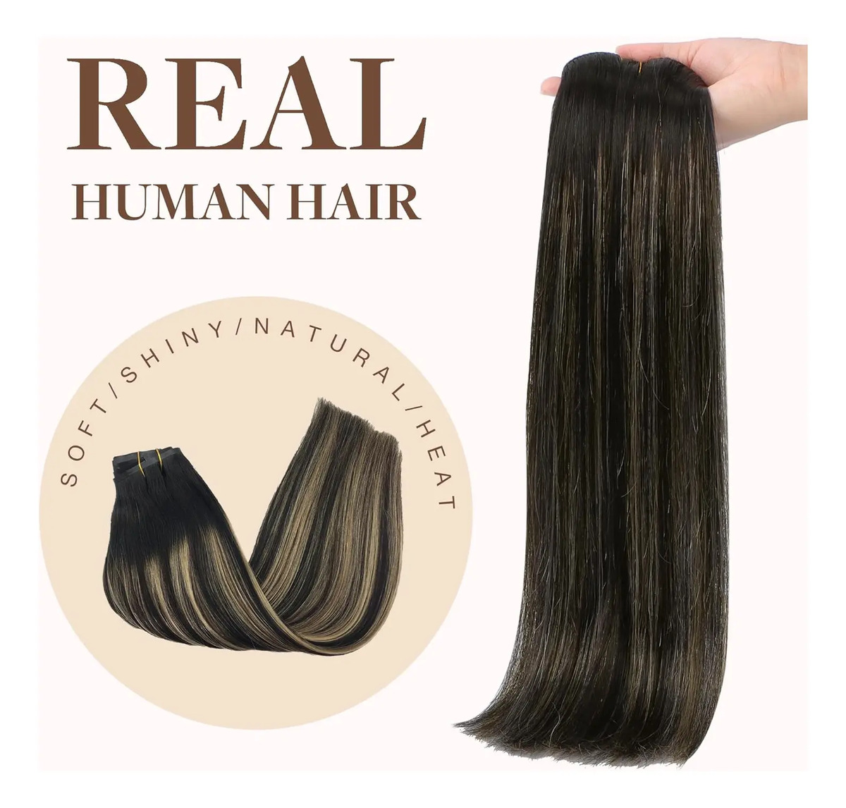 Extensiones Cabello 50cm Para Mujer Balayage Negro A Rubio - Image 8