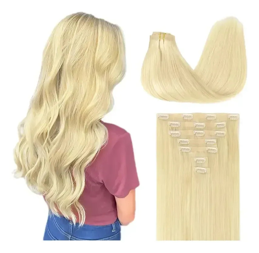 Cabello Humano Remy 51 Cm Rubio Platino Rubio Platino