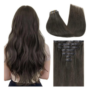 Cabello Clip Mujeres 50cm Color Marrón Marrón