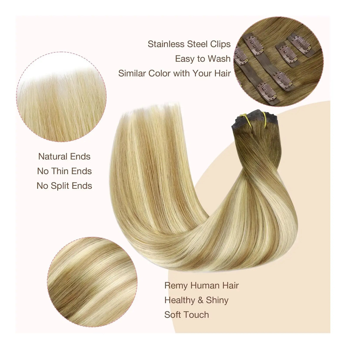 Extensiones Cabello Humano Remy 35 Cm 110g Para Mujeres - Image 6