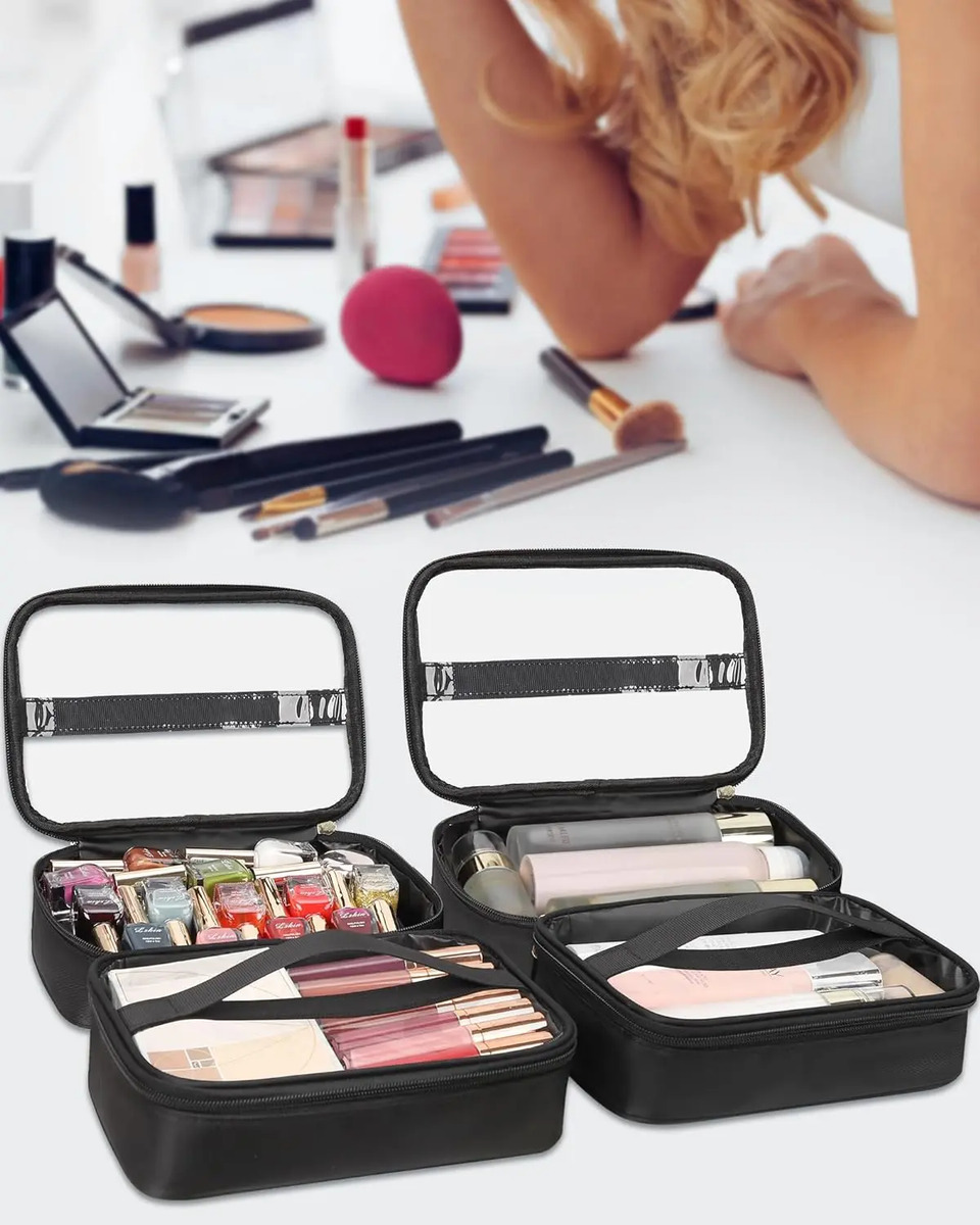 Bolso De Maquillaje Extra Grande Con Divisores Ajustables - Image 3