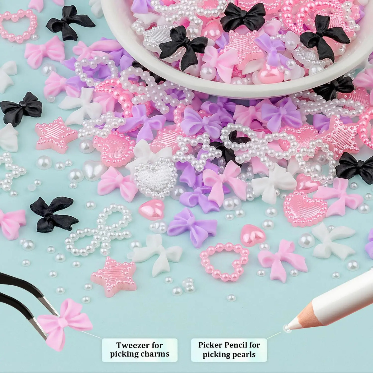 Set De 600 Piezas De Charms Y Perlas Para Decoración De Uñas - Image 3