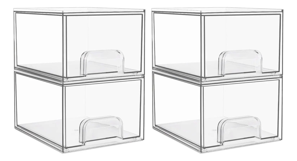 Cajones Almacenar Maquillaje Organizador 15x11x19 Cm 4 Unid Blanco