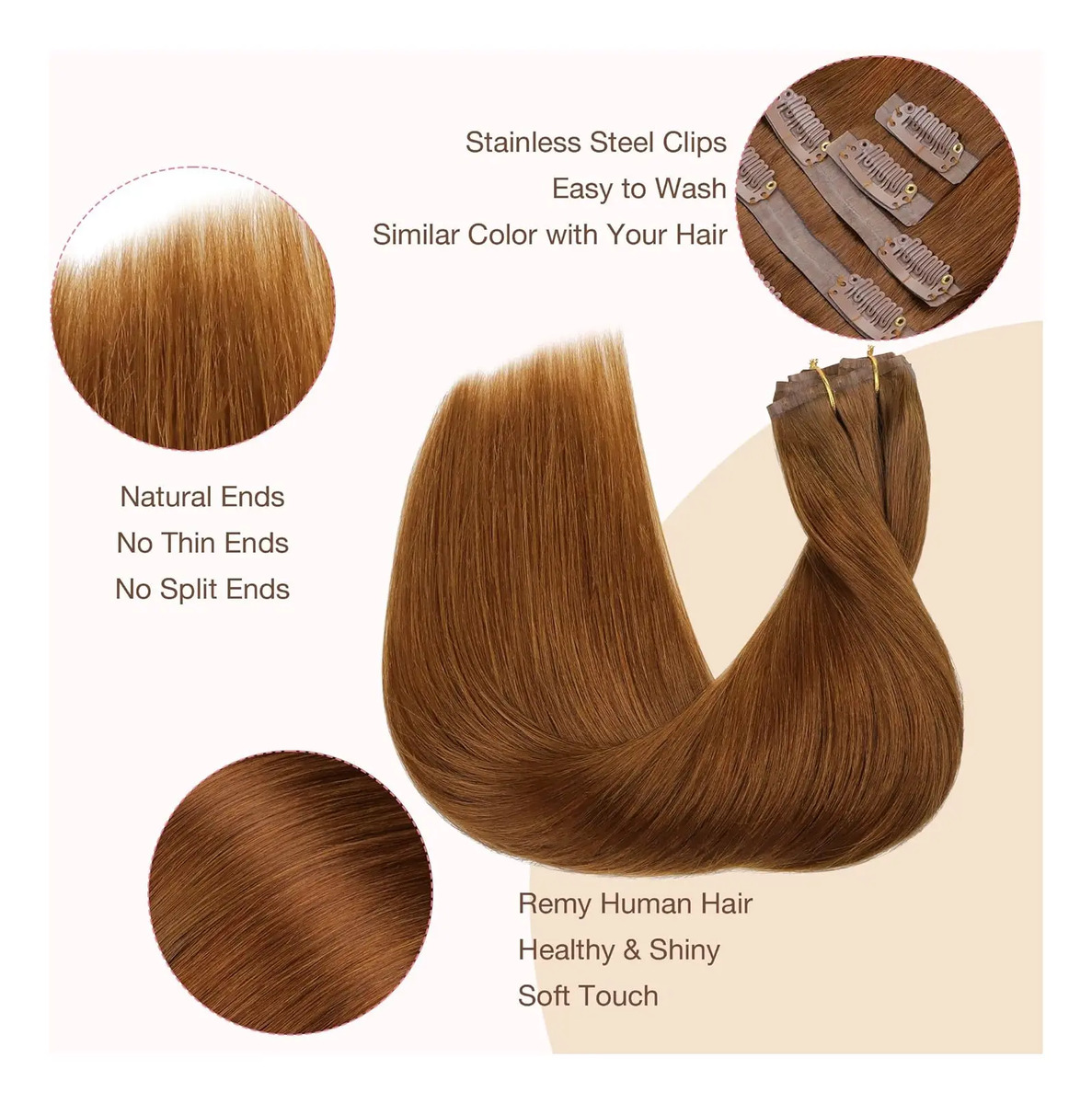 Cabello Humano Remy 40cm 110g Color Cobre Cobre - Image 6
