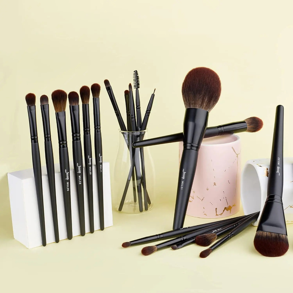 Brochas De Maquillaje Jessup Set Premium Sintético 21 Pieza Negro - Image 7