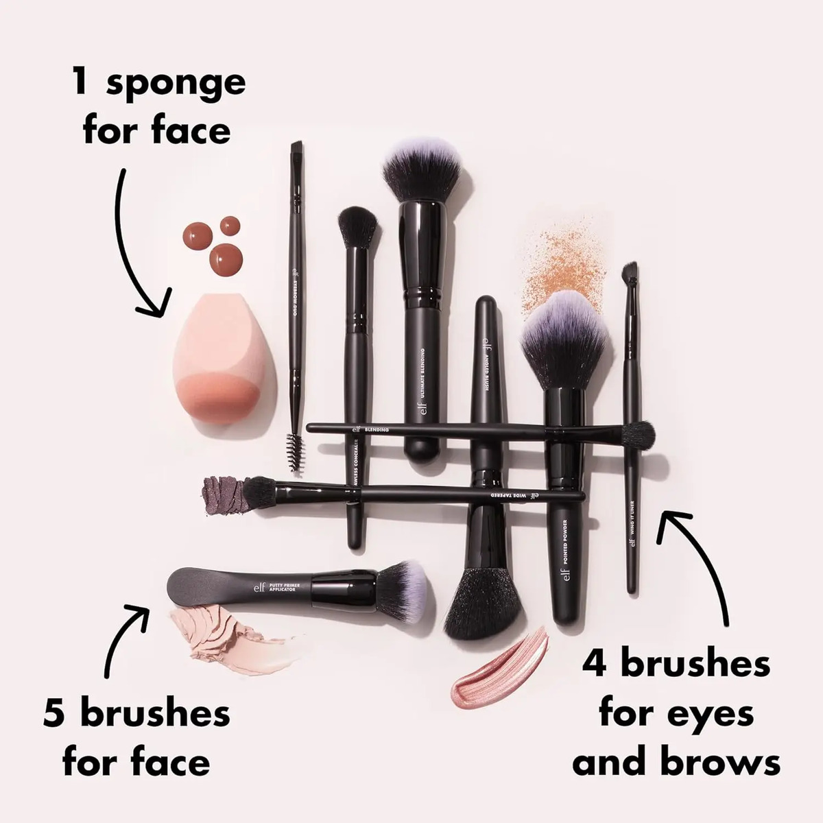 Kit De Brochas De E.l.f De 10 Piezas Para Maquillaje Facial Negro - Image 2