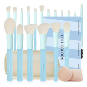 Conjunto De 18 Brochas De Maquillaje Azul Claro Profesional