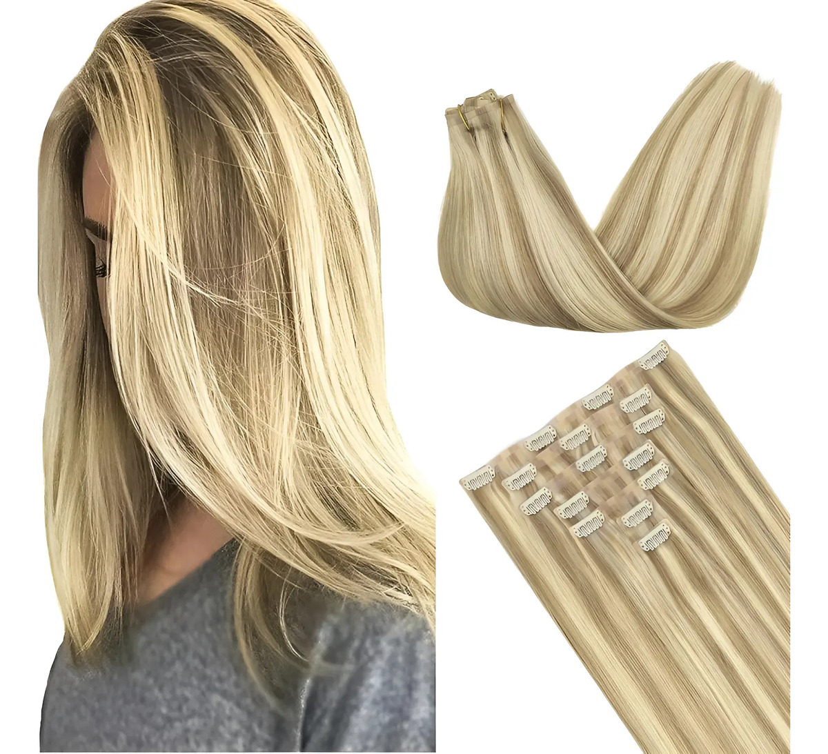 Extensiones Cabello Humano Rubio Claro