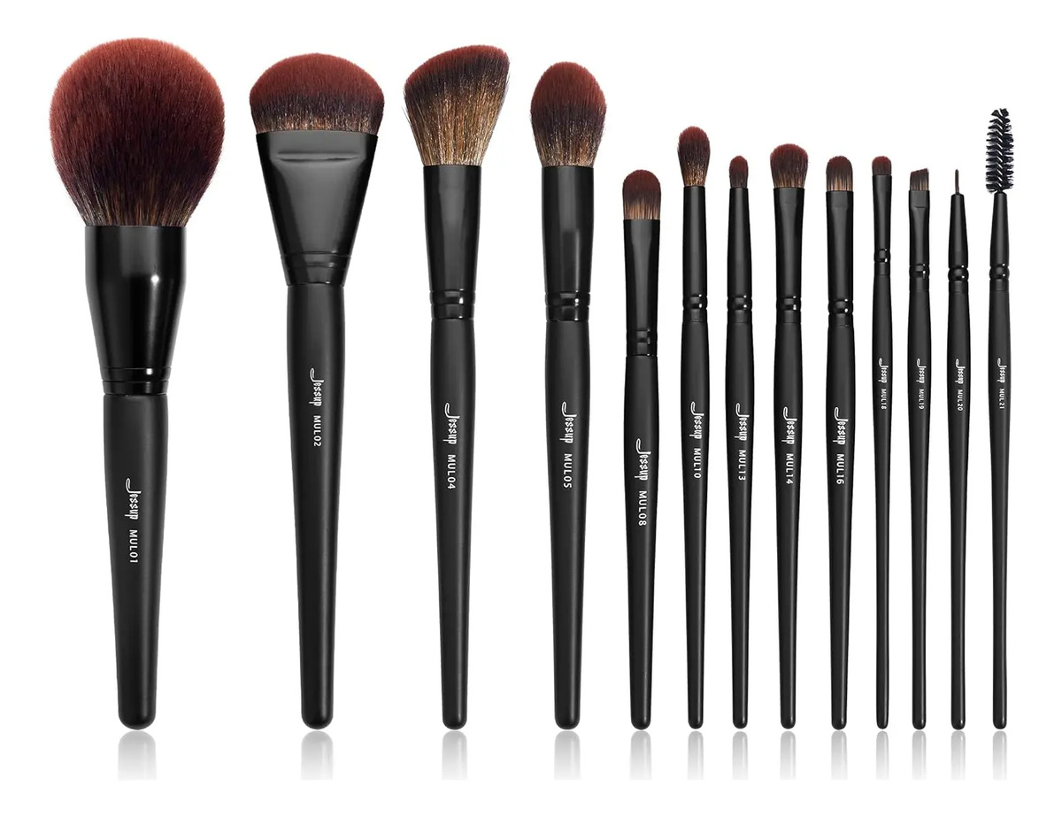 Pinceles De Maquillaje Profesionales Veganos De 13 Piezas En Negro