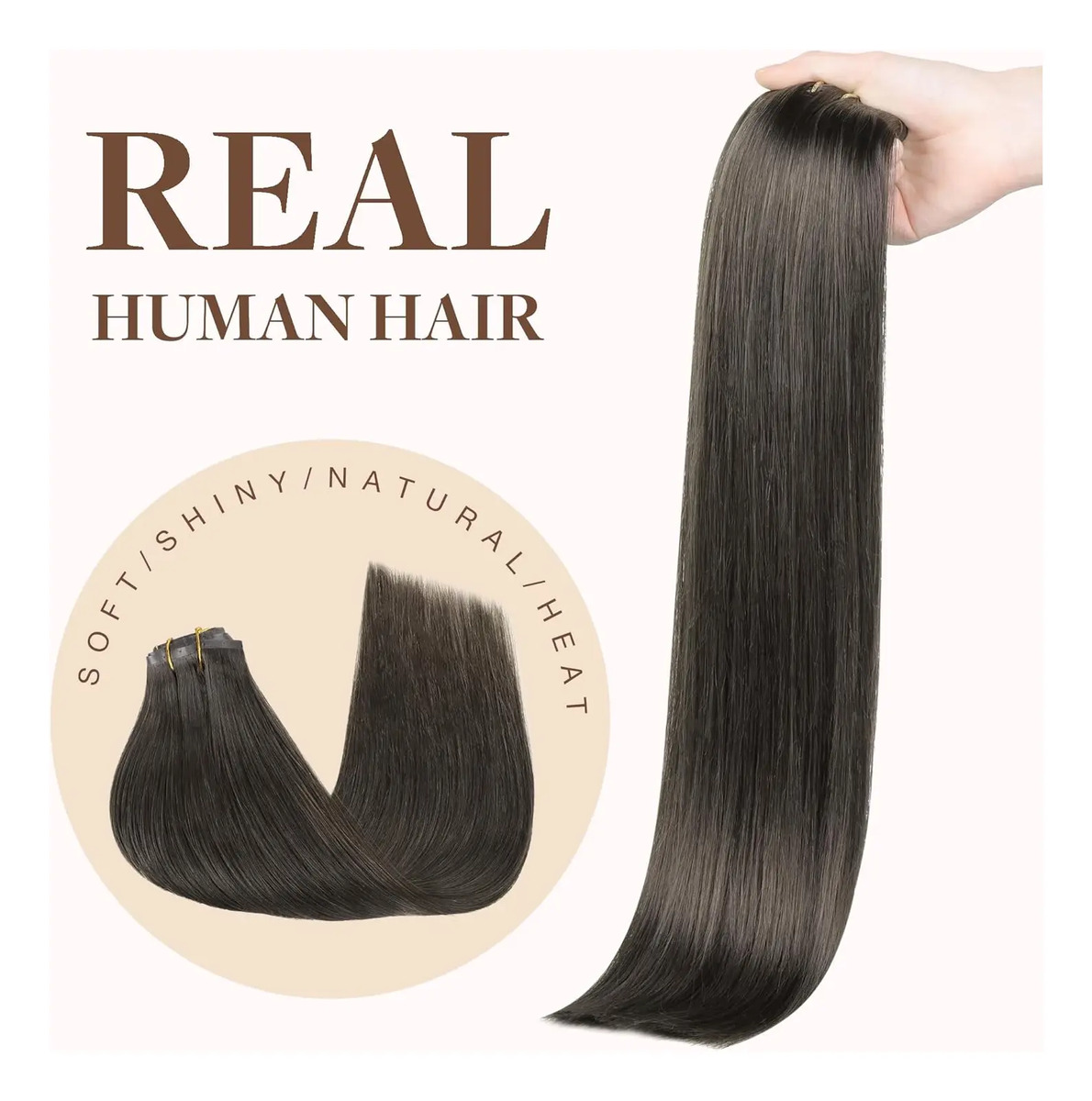 Extensiones Cabello Humano 40cm Marrón Para Mujer - Image 8