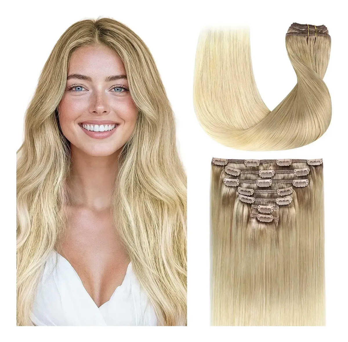 Cabello Humano Remy 55 Cm 120g Rubio Claro