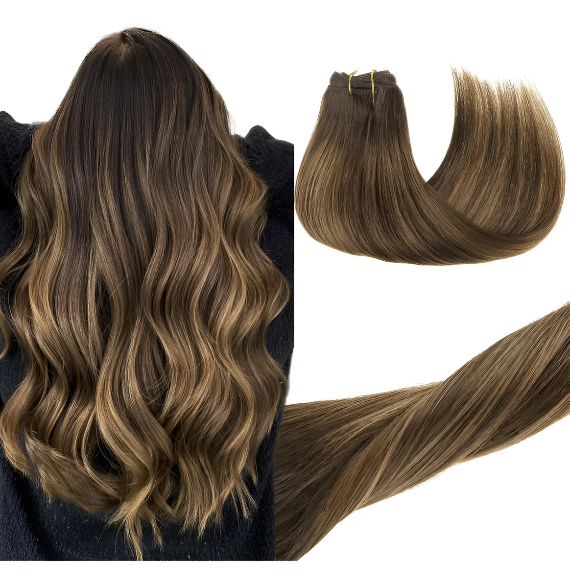 Extensiones Cabello Humano 45cm 7 Piezas Marrón