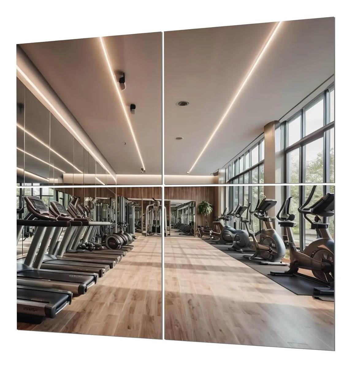 Espejo De Fitness Sin Marco 4 Unidades 30x30 Cm Cada Uno