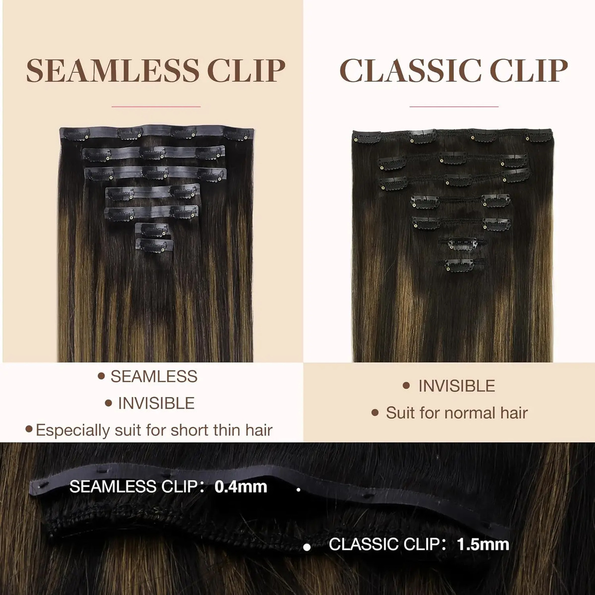 Cabello Humano 50 Cm Marrón Marrón - Image 4