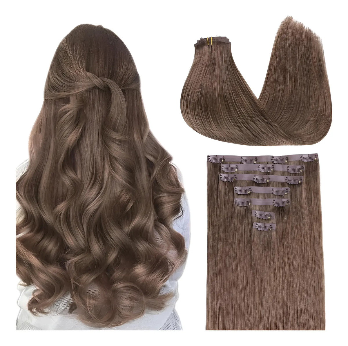 Extensiones Cabello Remy 55cm Marrón S-5