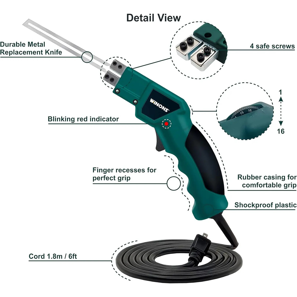 Cortadora De Espoma Winons Wfc-0002 Pro 150w 5 Hojas 20cm - Image 3