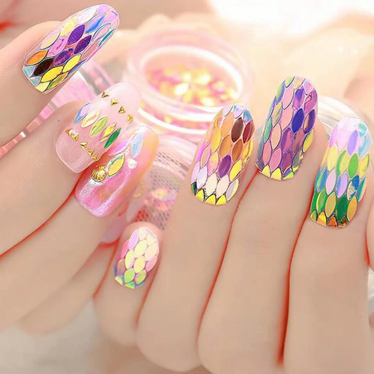 Decoraciones Brillantes De Uñas Con Hojas Holográficas De 12 - Image 5