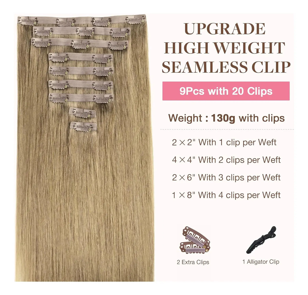 Cabello Humano Remy 35 Cm Color Bronce - Image 2