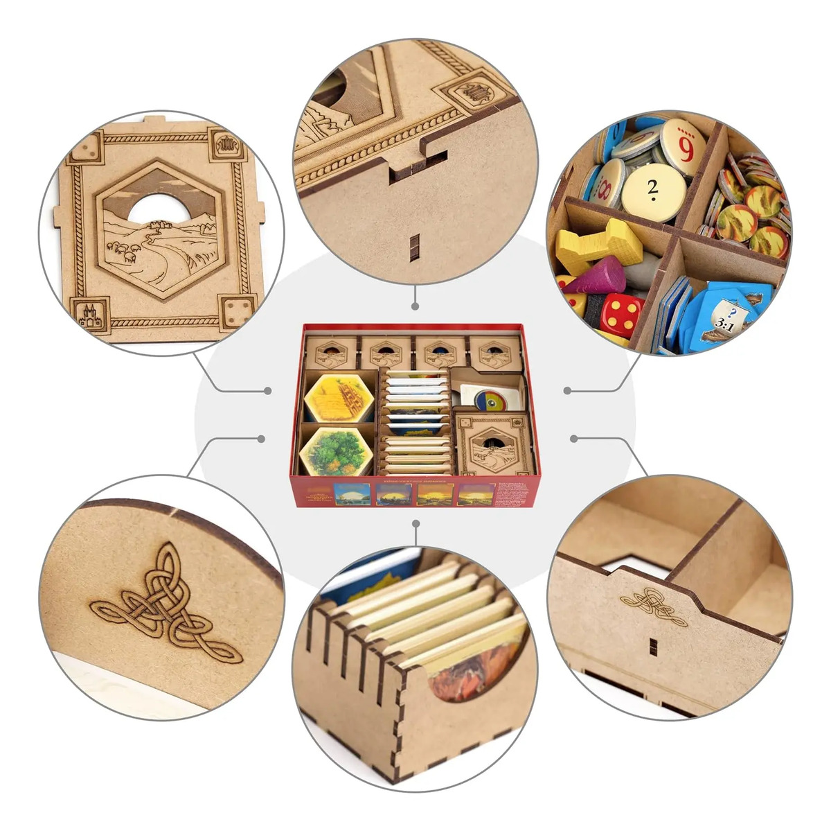 Organizador Fichas Tarjetas Kit Almacenamiento Para Catan Blanco - Image 6