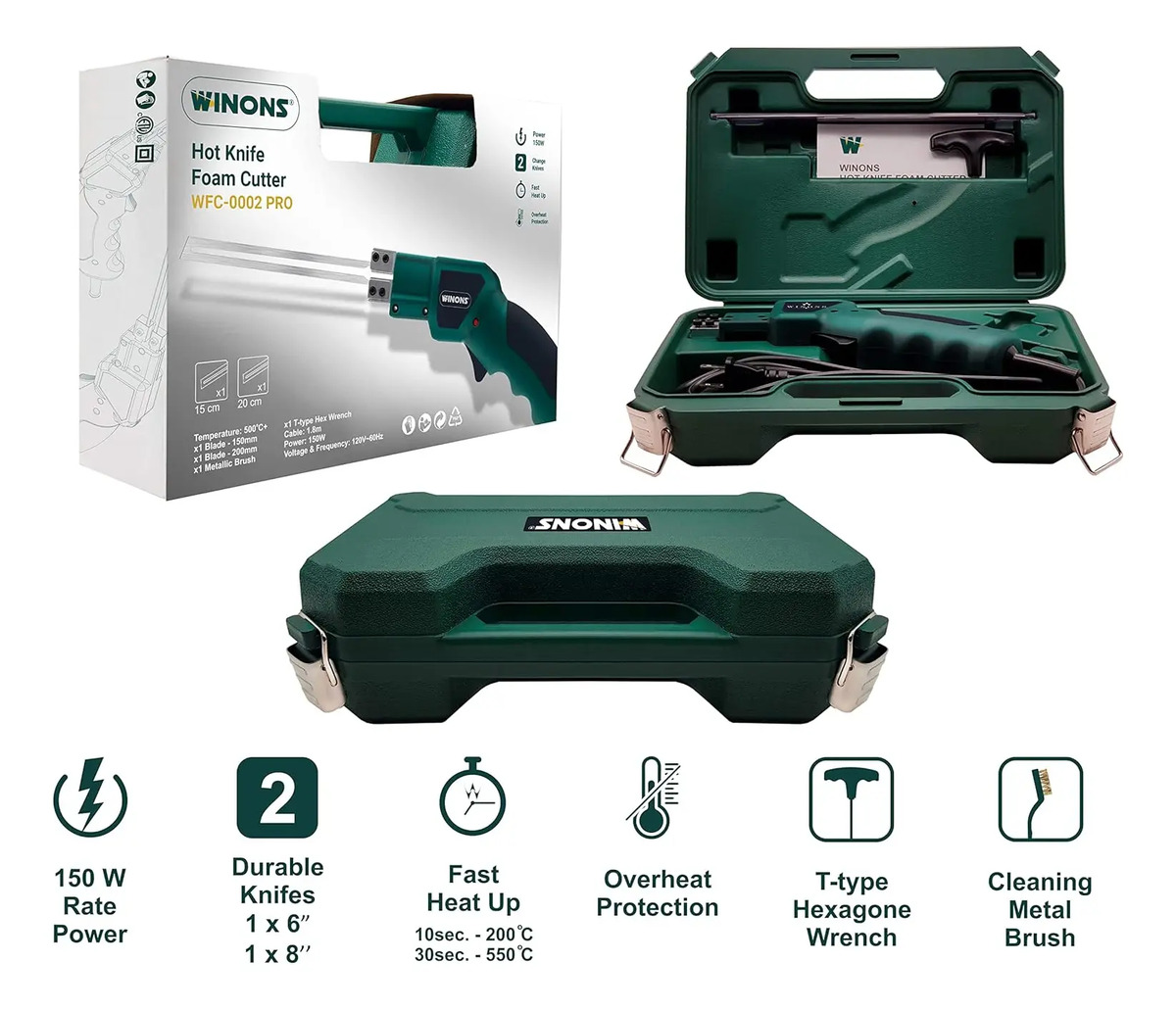Cortadora De Espoma Winons Wfc-0002 Pro 150w 5 Hojas 20cm - Image 6