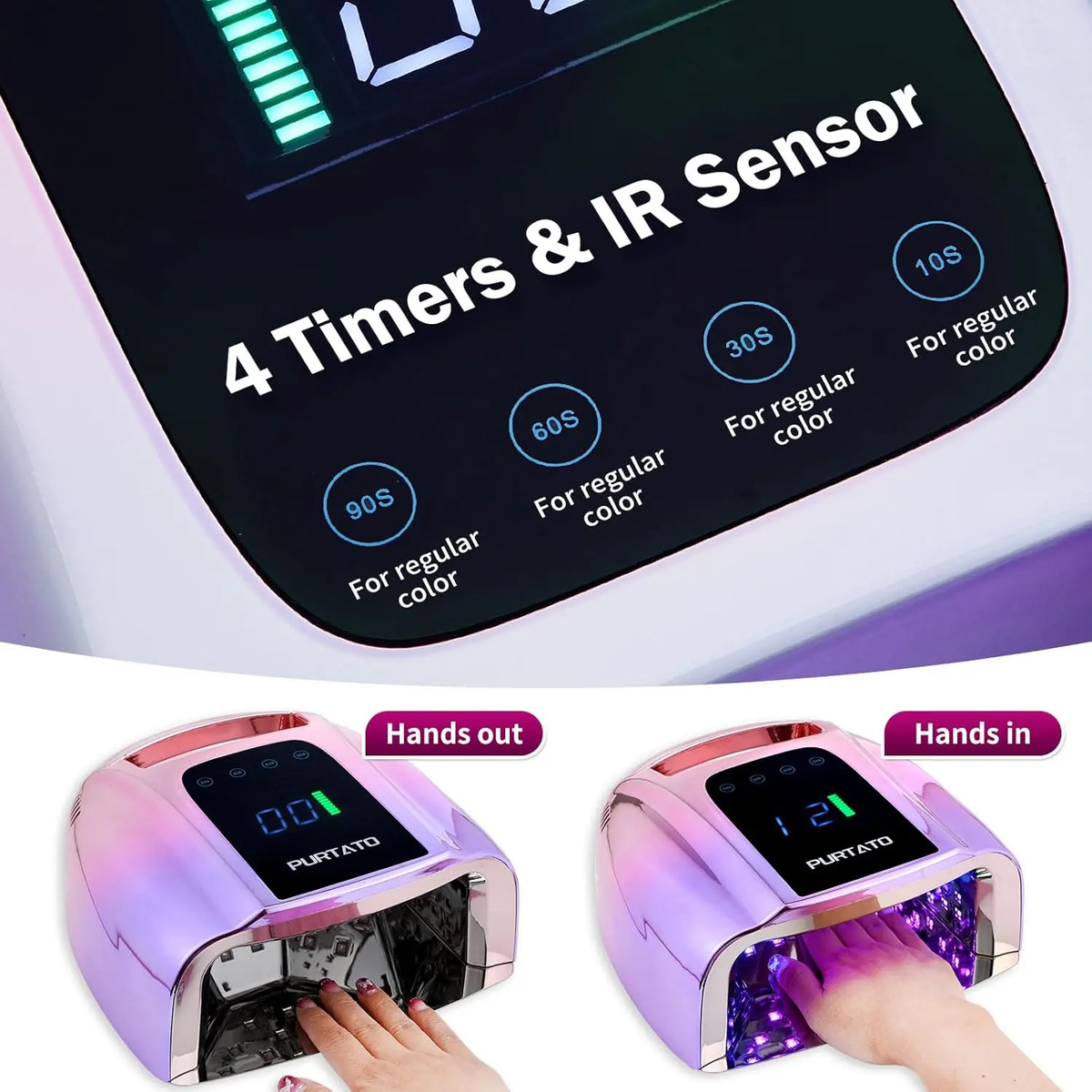 Luz Uv Portátil Recargable 96w Para Secado De Uñas Inoxidabl - Image 3
