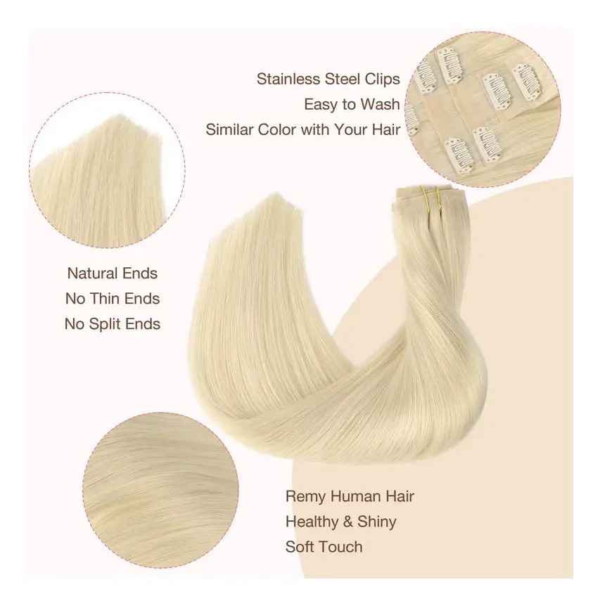 Extensiones Cabello Remy 45cm 110g Rubio Platino - Image 6