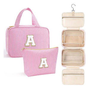 Bolsa De Aseo Personalizada Rosa Con Inicial Letra A