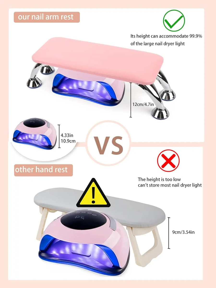 Soporte De Mano Para Uñas De Microfibra De Cuero Rosa Desmo - Image 3