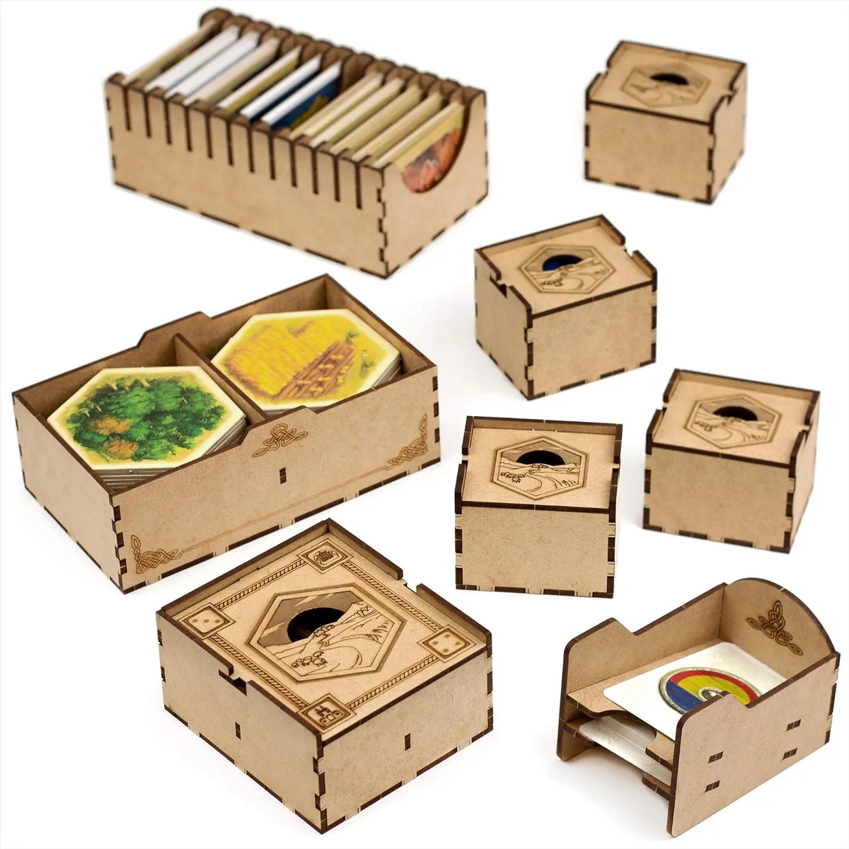 Organizador Fichas Tarjetas Kit Almacenamiento Para Catan Blanco - Image 3