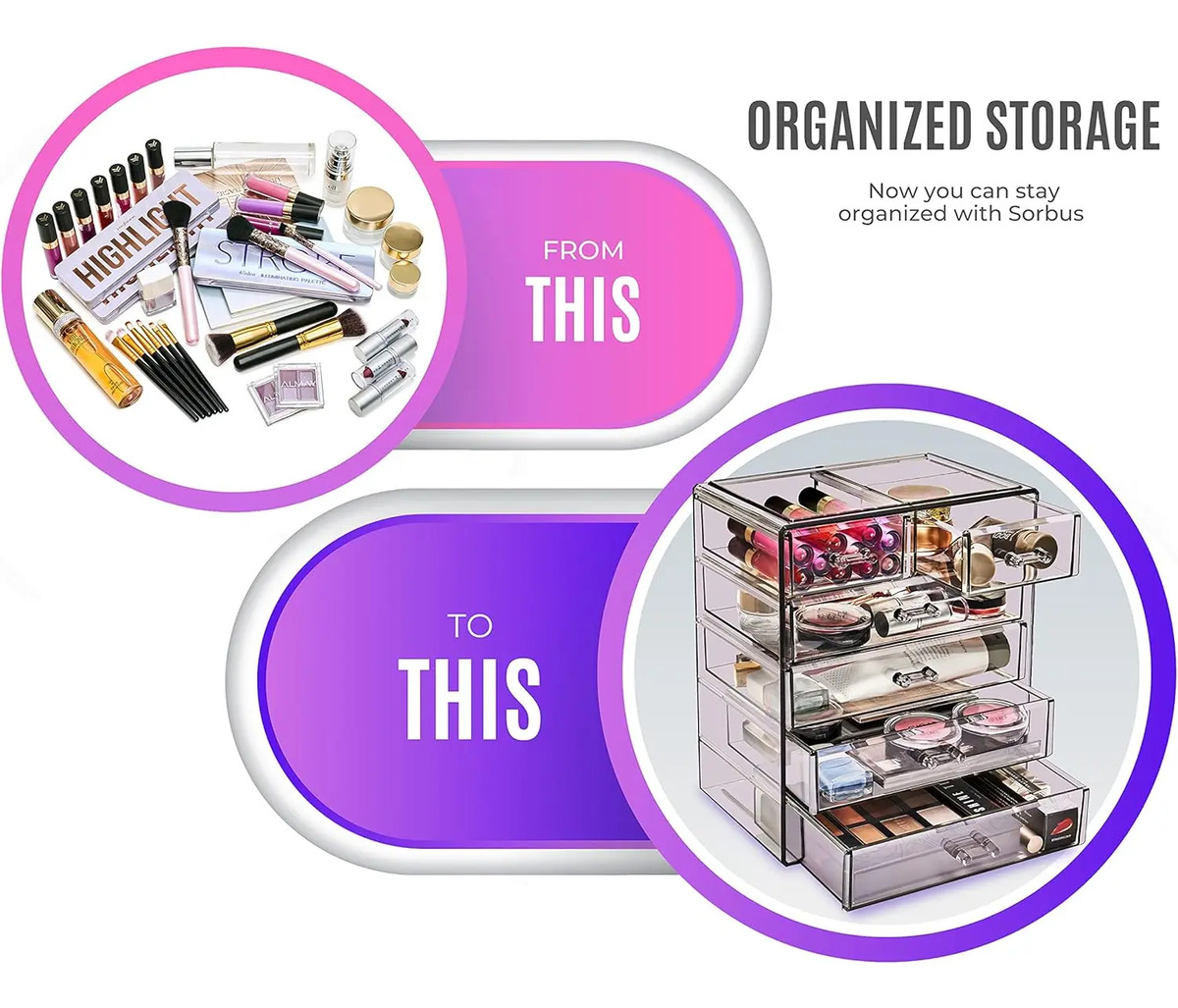 Organizador De Maquillaje Acrílico Sorbus Con Cajones - Image 4